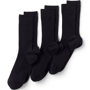 Lands' End Men's Seamless Toe Cotton Rib Dress Socks (3-pack) - 1 of 2