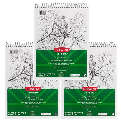 Mead Derwent Academy Wirebound Sketchbook, 9" x 12", 70 Sheets, Pack of 3