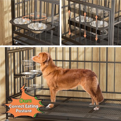 Akoasm 43 Inch Removable Heavy Duty Dog Cage with Wheels & Special Air Lift Rod & 360¡ãAdjustable Bowls