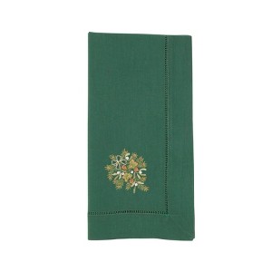 Saro Lifestyle Embr'D Pine Branch Hemstitch Napkin (Set of 6), 20", Jasper Green - 1 of 4