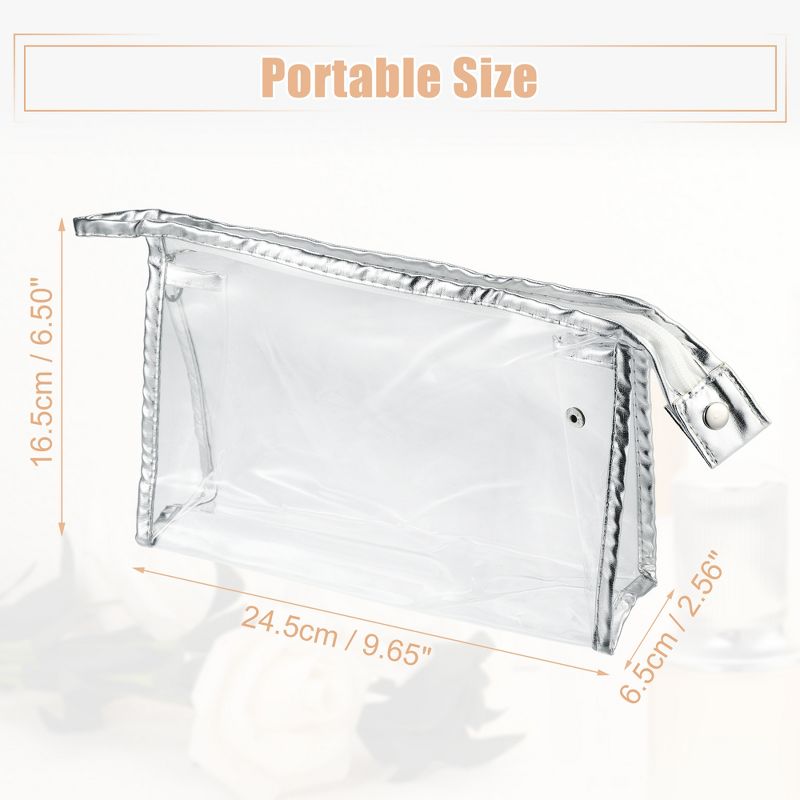 Unique Bargains Clear Portable Waterproof Makeup Bag Silver Tone 1 Pc, 5 of 7