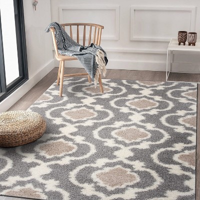 Elegant Gray Trellis 5' x 7' Shag Area Rug for Modern Comfort