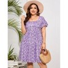 Plus Size Dress Plus Size Dress Ruffle Sleeve Flowy Dress with Pockets blue white flower 2XL - 4 of 4