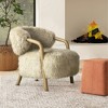 Rustic Accent Arm Chair with Premium Sheepskin Upholstery and Ergonomic Design for Living Room - 4 of 4