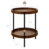Costway 2-tier Round Side End Table Storage Shelf Rubber Wood Accent Nightstand - 4 of 4