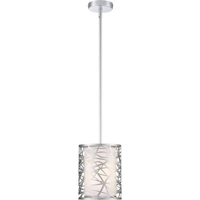 Polished Chrome Mini Pendant Light with Organza Shade