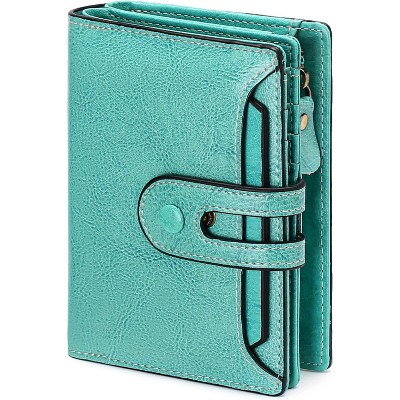 BEAFUP Small Wallet for Women,Rfid Blocking Genuine Leather Bifold Wallet Holder for Women with Zipper Coin Pocket 2 ID Windows