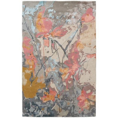 Dafney Transitional Floral & Botanical Blue/Pink/Gray Area Rug