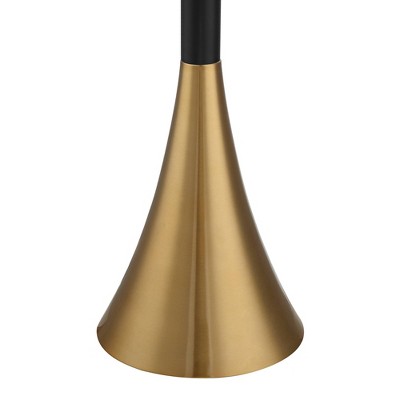 Elegant Black and Brass Torchiere Floor Lamp with Frosted Glass