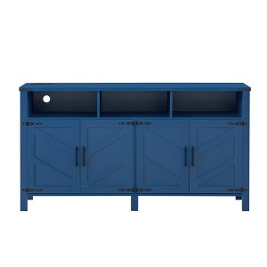 LOVSON 59''sideboard with power outlet, adjustable shelves, and semi-open storage compartments,Ideal for living rooms,dining areas,Blue - 1 of 4