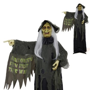 SEVOBAL 6FT Halloween Standing Decoration Activated Sound and Sway Durable Synthetic Weather-Resistant Neighborhood Highlights, Black, 46"*24"*32" - 1 of 4