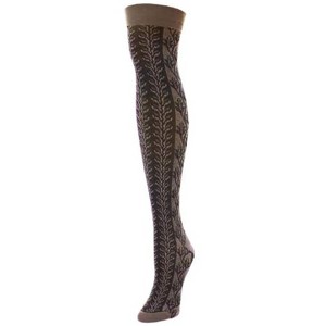Memoi Leaf Vine Cotton Blend Over the Knee Sock - 1 of 2