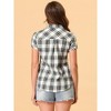 INSPIRE CHIC Women's Classic Short Sleeve Button Down Plaid Shirt - 4 of 4