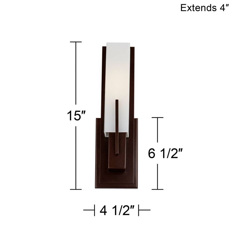 Possini Euro Design Midtown Modern Wall Light Sconces Set of 2 Bronze Hardwire 4 1/2" Fixture White Glass Shade for Bedroom Bathroom Vanity Reading, 4 of 8