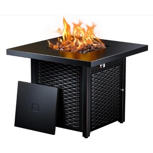 Firepit Table, Propane Fire Pit with Steel Lid and Lava Rock, 2 in 1 Design Patio, Deck & Garden Gatherings & Parties, CSA-Listed, Square - 1 of 1