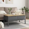 vidaXL Coffee Table FLORO Gray 39"x21.9"x17.7" Solid Pine Wood - 3 of 4
