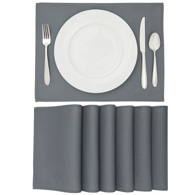 Farmlyn Creek Woven Placemat Set of 6 for Dining Table, Patio, 12.6 x 16.5 In, Dark Grey