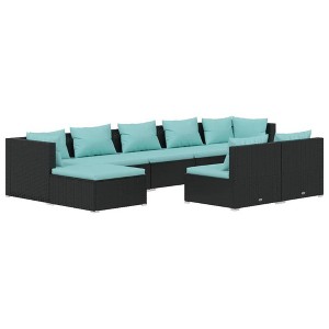vidaXL Garden Lounge Set Black, Water blue - 1 of 4