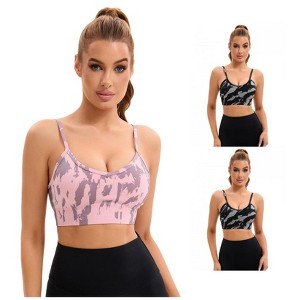 INSPIRE CHIC 3 Pcs Women's Tie-Dye Adjustable Straps U Back Wirefree Full Support Workout Sports Bras - 1 of 4