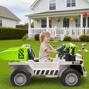 12V 4WD Ride On Dump Truck for Kids 4-8, Electric Ride On Car with Remote Control, Motorized Dump Bed & Shovel, Two Speeds, Bluetooth Music - 1 of 4