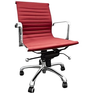 HomeRoots Red and Silver Faux Leather Adjustable Height Swivel Rolling Office Chair - 1 of 4