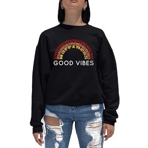 LA Pop Art Women's Word Art Crewneck Sweatshirt - Good Vibes - 1 of 4