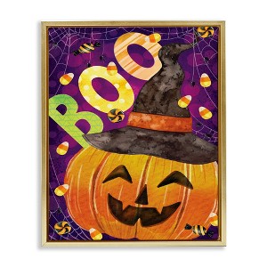 Stupell Industries Boo Jack-o-Lantern Halloween Candy Floating Frame Canvas Art - 1 of 4