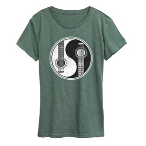 Women's - Instant Message - Yin Yang Guitar Men Short Sleeve Graphic T-Shirt - 1 of 4