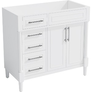 NicBex 36" Bathroom Vanity with/without Sink,Solid Wood&MDF Freestanding Storage Cabinet with 3 Drawers&2 Doors,300lbs Max - 1 of 4