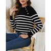 Whizmax Striped Long Sleeve Crew Neck Ribbed Knit Side Slit Oversized Pullover Sweater Jumper Top - 2 of 4