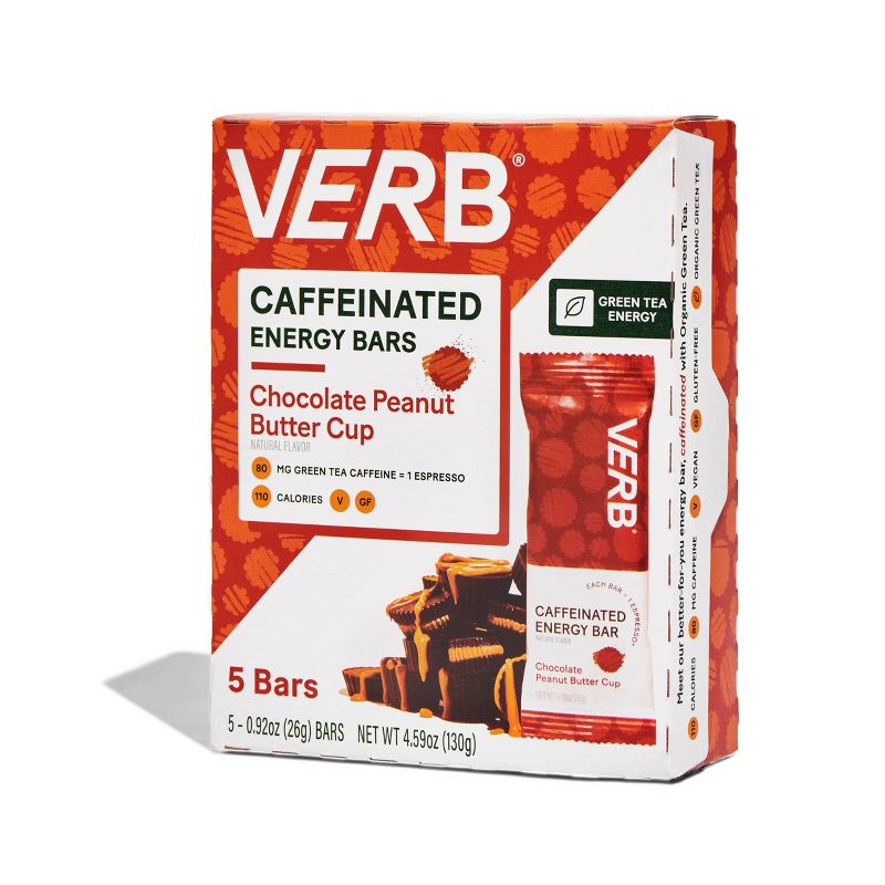 Verb Caffeinated Energy Bars - Chocolate Peanut Butter Cup - 5ct/4.6oz, 1 of 7