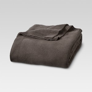 Twin Sweater Knit Bed Blanket Coffee - Threshold , Brown