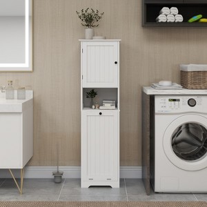 VYNXARIA One-Compartment One-Door Tilt-Out Laundry Sorter Cabinet - White - 1 of 4