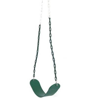 PLAYBERG Heavy Duty Flexible Green Belt Swing with Coated Metal Chain