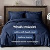 Navy Blue Queen Duvet Cover Set - 90x90, 2 Pillow Shams, Zipper Ties, Soft Breathable - 2 of 4
