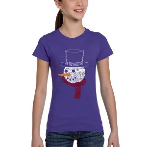 LA Pop Art Snowman Face - Girl's Word Art T-Shirt - 1 of 4