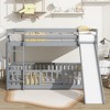 NicBex Twin over Twin Bunk Bed Pine Bed Frame Loft Bed with Door, Slide, Ladder and Full Length Guardrail, No Box Spring Required - 2 of 4