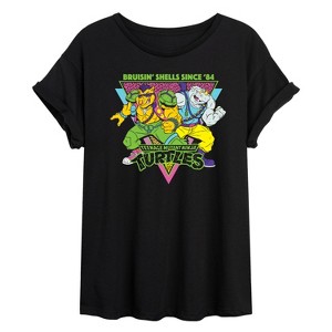 Women's - Teenage Mutant Ninja Turtles - 80S Bebop Rocksteady Oversized Graphic T-Shirt - 1 of 4