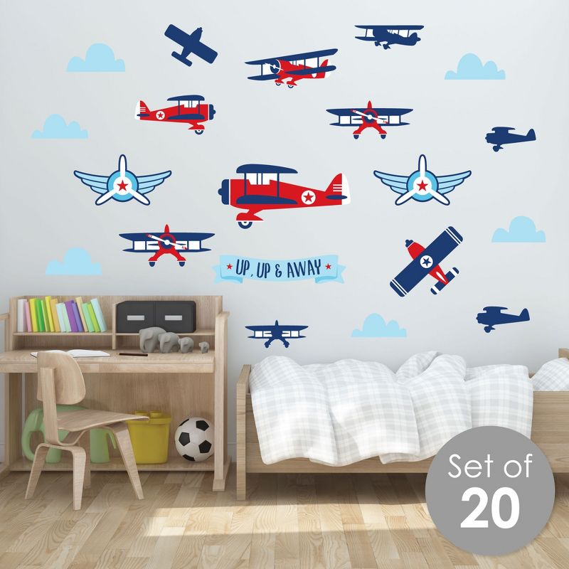 Big Dot of Happiness Taking Flight - Airplane - Peel and Stick Nursery and Kids Room Vinyl Wall Art Stickers - Wall Decals - Set of 20, 2 of 9