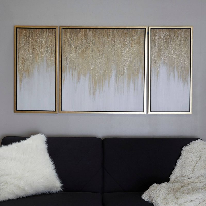 Set of 3 Canvas Geode Ombre Framed Wall Arts with Gold Frame - Olivia &#38; May, 4 of 7