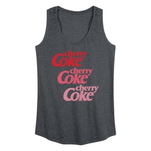 Women's Coca-Cola Cherry Coke Ombre Logo Graphic Racerback Tank - Heather Charcoal - 1X - 1 of 4