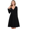 Coolmee Womens Spring Fall Midi Dress Long Sleeve Casual V Neck Pleated A Line Flowy Dress - 3 of 4