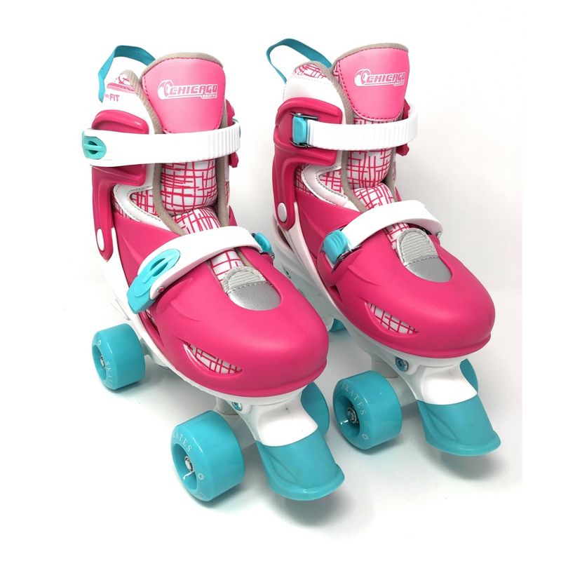 Chicago Skates Deluxe Kids' Quad Roller Skate Combo Set - Pink/White, 4 of 11
