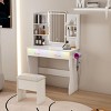 INFURNIC Vanity Tables Makeup Desk with Adjustable Mirror and Spacious Storage for Bedrooms, White, 35.43"*15.75"*53.94" - 3 of 4