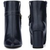 BLISSFUL STEP Women's Pointed Toe Block Chunky Heel Buckle Decor Ankle Boots - 2 of 4