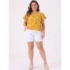 Agnes Orinda Plus Size Womens Tops Keyhole Flutter Short Sleeve Chiffon Floral Pattern - 3 of 4