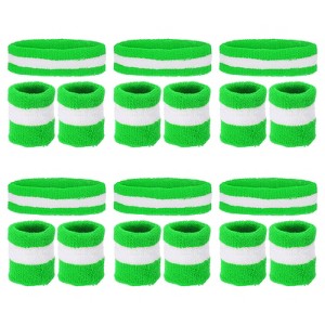 Unique Bargains Terry Cloth Sports Athletic Gym Working Out Headband Wristband Sweatband 6 Sets - 1 of 4