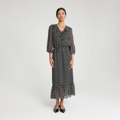 Women's Ruffled Neck Tie-Front Dress - A New Day™