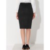 Allegra K Women's Faux Suede High Waist Belted Midi Slit Pencil Skirt - 3 of 4