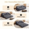 Okak 66" Queen 3-in-1 Pull Out Sofa Bed, Velvet Loveseat Bed, Convertible Sleeper Sofa with Side Storage for Living Room,Bedroom,Apartment, Gray - 4 of 4
